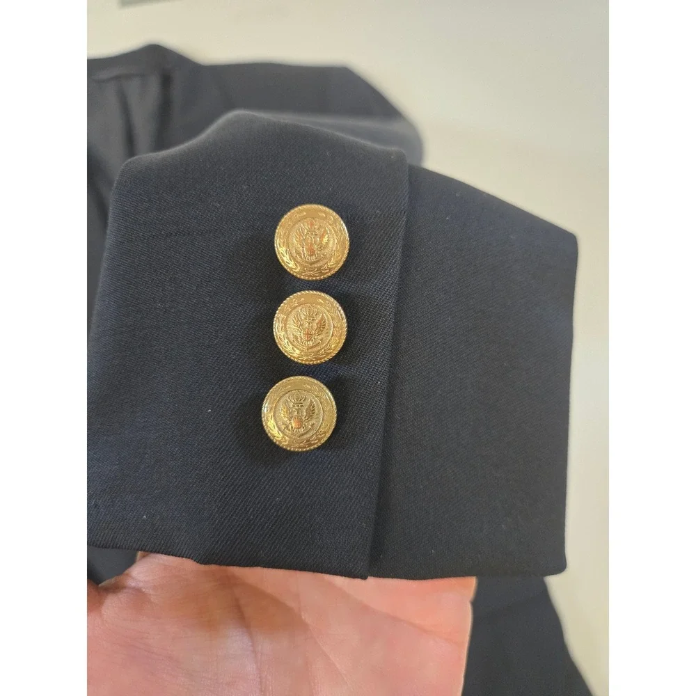 Hickey Freeman Barneys New York‎ Navy Wool Blazer Boardroom Gold Buttons 42R USA